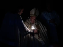 Pope Francis presides at the Vatican's Easter Vigil, Saturday, March 30, 2024