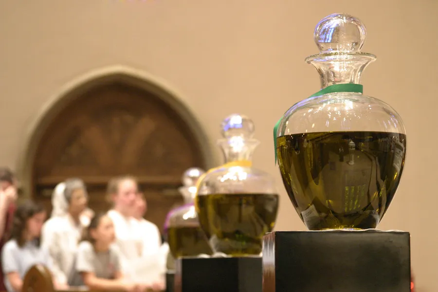 Oils on display at Chrism Mass before being blessed. ?w=200&h=150