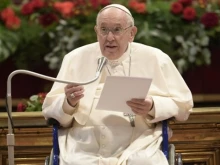 Pope Francis speaking in St. Peter's Basilica on June 5, 2022.