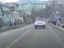 A screenshot from a video from Ukraine that went viral on March 12, 2022 during Russia's attack on Kyiv, the Ukrainian capital.