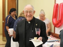 Fr. Luis Urriza, O.S.A., at a celebration of his gaining American citizenship in August 2019.