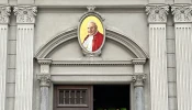 Image of St. John XXIII above the entrance of the Cathedral of the Holy Spirit, Istanbul.