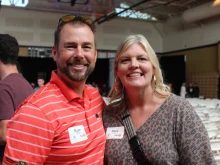 Ryan and Sara Huelsing, parishoners at St. Joseph parish in Cottleville, Missouri, at a preview event put on by the Fellowship of Catholic University Students in St. Louis on Oct. 1, 2022. Ryan leads a men's group at his parish and both hope to get involved with FOCUS' Making Missionary Disciples track.