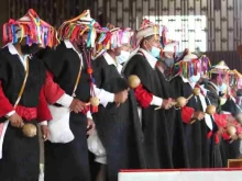 Pilgrims from the Archdiocese of Tuxtla Gutiérrez, Diocese of Tapachula, and Diocese of San Cristóbal de las Casas in the Basilica of Guadalupe in May 2022.