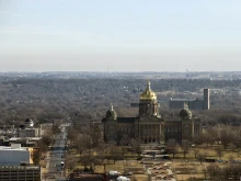 A view of the Iowa State Capitol building in downtown Des Moines, Iowa.