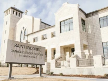 The exterior of the new St. Isidore's Catholic Student Center at Kansas State University.