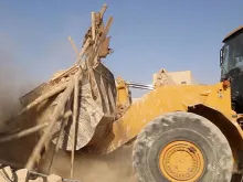 Islamic State released images showing its militants demolishing Mar Elian monastery outside Al Quaryatayn, Syria, August 2015.