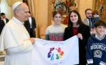 The pope with boys and girls from Italian Catholic Action on Dec. 18, 2025.