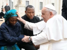 Janada Marcus with Pope Francis at the general audience on March 8, 2023.
