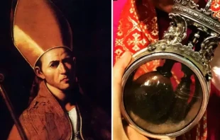 St. Januarius (left) and the relic of the blood of St. Januarius. Credit: Chapel of St. Januarius
