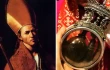 St. Januarius (left) and the relic of the blood of St. Januarius.