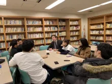 Students and young people at Tokyo's Sophia University discuss the Nov. 23-26 2019 visit of Pope Francis to Japan. 