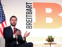 U.S. Vice President JD Vance participates in a fireside chat with Breitbart Washington Bureau Chief Matt Boyle at the Andrew W. Mellon Auditorium on Nov. 20, 2025, in Washington, D.C.