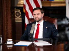 Vice President JD Vance hosts a podcast episode of “The Charlie Kirk Show” on Sept. 15, 2025, in Washington, D.C., following the assassination of the show’s namesake on Sept. 10.