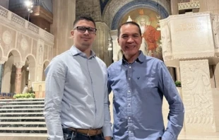 Kevin Lara (left) with his father-in-law, Felino, at the National Shrine of the Immaculate Conception Basilica in Washington, D.C. Credit: Photo courtesy of Kevin Lara