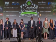 The 2025 Father John H. Morgan Scholars receive honors at the 35th annual Salute to Catholic School Alumni dinner in downtown Louisville at Galt House Hotel on March 18, 2025. A senior from each of the nine high schools in the Archdiocese of Louisville was awarded a $10,000 college scholarship and recognized at the dinner.