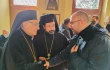 Melkite Greek Catholic Patriarch Youssef Absi of Antioch (left) and Father Chihade Abboud, rector and parish priest of the Basilica of Santa Maria in Cosmedin (center), speak with Melkite Catholic Elie Bassila. Members of the Lebanese Catholic diaspora are anticipating Pope Leo XIV’s three-day visit to Lebanon, taking place from Nov. 30 to Dec. 2, 2025.