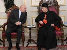 Maronite Patriarch Cardinal Bechara Boutros Al-Rahi receives Joseph Aoun back in January 2024.