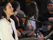 Argentine Leda Bergonzi at one of her “Breath of the Living God” prayer meetings.