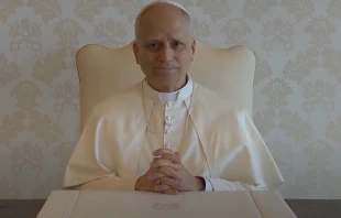 Pope Leo’s message was received with a prolonged standing ovation. Credit: Knights of Columbus/Screenshot