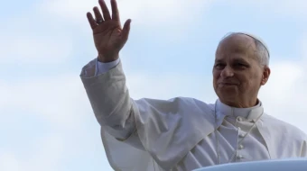Pope Leo XIV waves to pilgrims gathered at his general audience on Oct.25, 2025.
