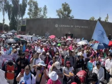 Thousands of people demonstrated in front of the Congress of the Union, Mexico’s federal legislature, demanding that lawmakers draft and pass laws protecting the true rights of Mexican women and children.