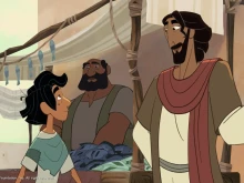 The disciple John and Jesus in the new animated movie “Light of the World.”