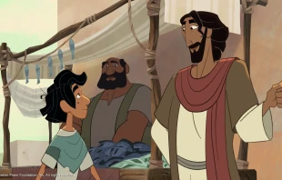 The disciple John and Jesus in the new animated movie “Light of the World.” Credit: Salvation Poem Foundation