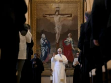 Pope Leo XIV addresses diocesan liturgy officials during an audience on Nov. 17, 2025, at the Apostolic Palace in the Vatican.