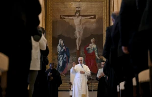 Pope Leo XIV addresses diocesan liturgy officials during an audience on Nov. 17, 2025, at the Apostolic Palace in the Vatican. Credit: Vatican Media