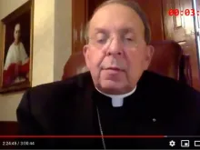 Archbishop William Lori of Baltimore offers remarks during the 2020 virtual meeting of the U.S. bishops' conference. 