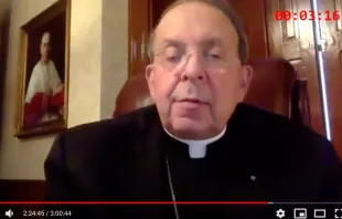 Archbishop William Lori of Baltimore offers remarks during the 2020 virtual meeting of the U.S. bishops' conference.   USCCB.d