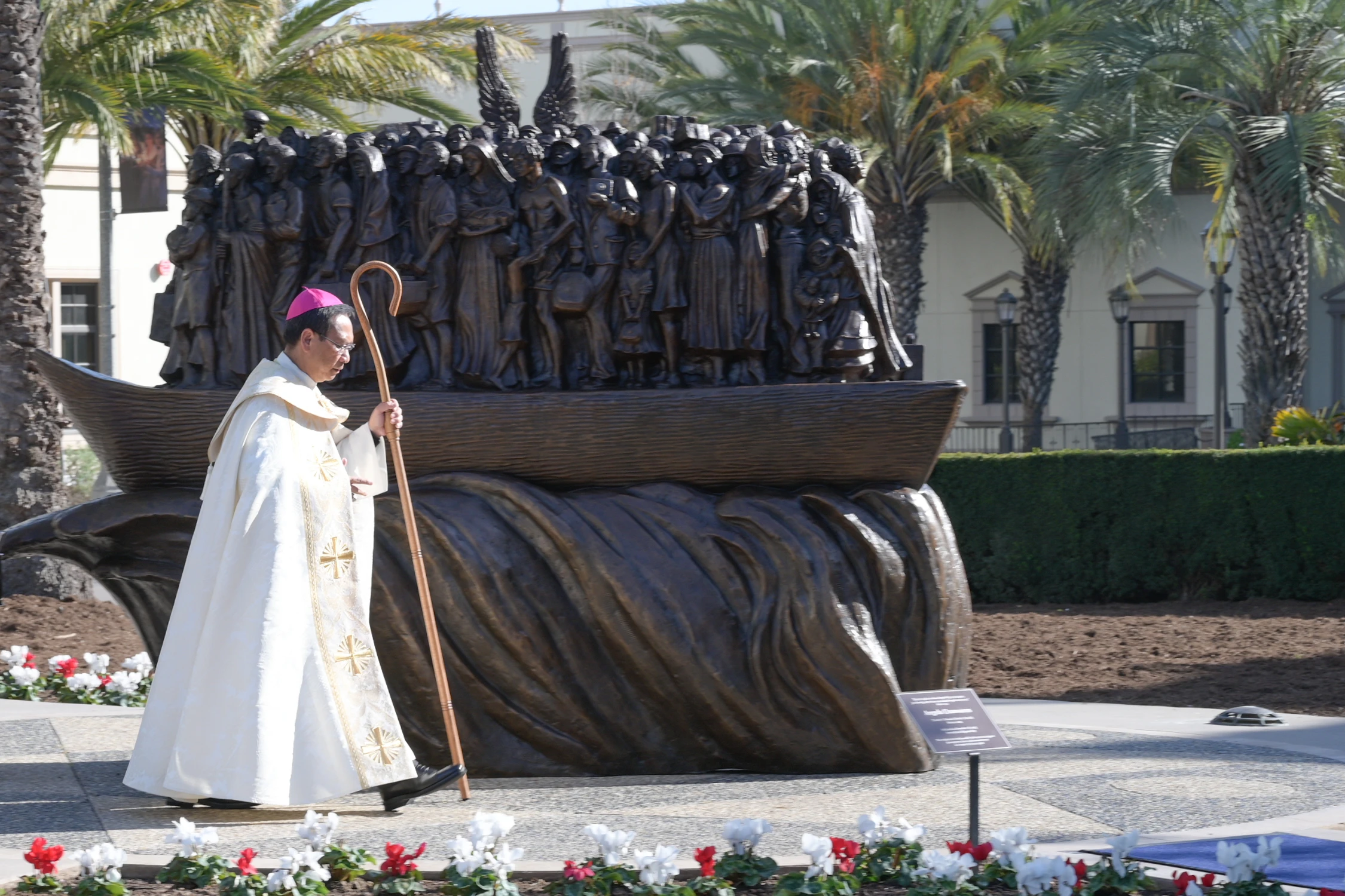 San Diego bishop dedicates sculpture honoring migrants and refugees at college campus