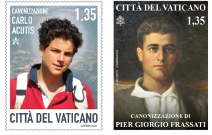 The stamps of saints-to-be Carlo Acutis and Pier Giorgio Frassati will be worth 1.35 euros ($1.60) each. Credit: Vatican Media