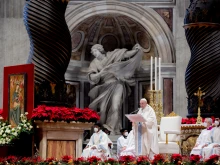 Pope Francis offers Mass for the Solemnity of Mary, Mother of God in St. Peter's Basilica on January 1, 2022.