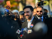 Democratic Mayor-Elect Zohran Mamdani speaks to members of the media during a press conference after voting on Nov. 4, 2025.