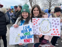Yuni and Natalie Wu of the Lexington-area in Kentucky at the March for Life in Washington, D.C., on Jan. 21, 2022.