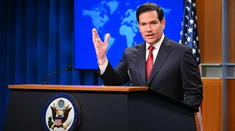 U.S. Secretary of State Marco Rubio speaks during an end-of-year press conference in the State Department Press Briefing Room in Washington, D.C., on Dec. 19, 2025.