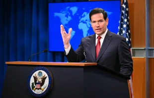 U.S. Secretary of State Marco Rubio speaks during an end-of-year press conference in the State Department Press Briefing Room in Washington, D.C., on Dec. 19, 2025. Credit: Mandel NGAN/AFP via Getty Images