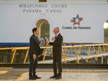 U.S. Secretary of State Marco Rubio (left) talks to Panama Canal Authority Administrator Ricaurte Vasquez during a tour at the Miraflores locks of the Panama Canal in Panama City on Feb. 2, 2025.