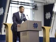 Notre Dame head football coach Marcus Freeman