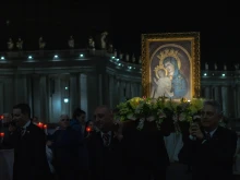 St. Peter’s Square was illuminated by candlelight the night of Saturday, May 20, 2023, as pilgrims prayed the rosary in a procession in honor of the Blessed Virgin Mary.