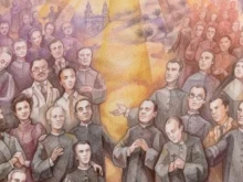 Detail of the commemorative painting of the 124 martyrs of Jaén, Spain, beatified in 2025.