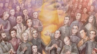Detail of the commemorative painting of the 124 martyrs of Jaén, Spain, beatified in 2025.
