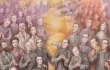 Detail of the commemorative painting of the 124 martyrs of Jaén, Spain, beatified in 2025.