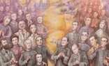 Detail of the commemorative painting of the 124 martyrs of Jaén, Spain, beatified in 2025.