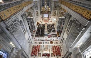 Pope Leo XIV leads the Church’s commemoration for his papal predecessor and 142 other bishops who died in the past year on Nov. 3, 2025, in St. Peter’s Basilica at the Vatican. Credit: Vatican Media