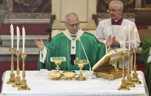 Pope Leo XIV celebrates Mass at the Parish Church of St. Anne in the Vatican on Sept. 21, 2025. Credit: Vatican Media