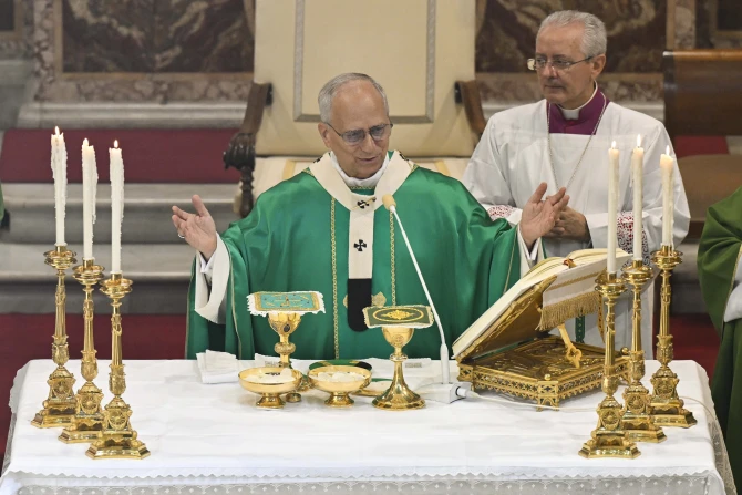 Pope Leo celebrating Mass on Sept. 21, 2025