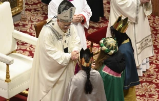 Pope Leo XIV celebrates Mass in St. Peter’s Basilica at the Vatican on Jan. 1, 2026. Credit: Vatican Media